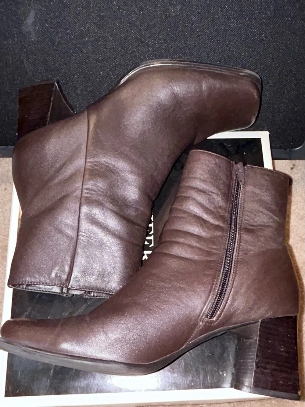 Classic Women's Brown Square-Toe Ankle Boots